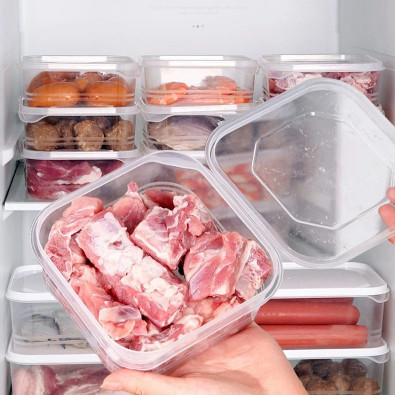 

Прозрачный пластиковый контейнер для хранения, контейнер для еды с крышкой для холодильника, контейнер для еды для микроволновой печи, безопасный герметичный контейнер для хранения еды