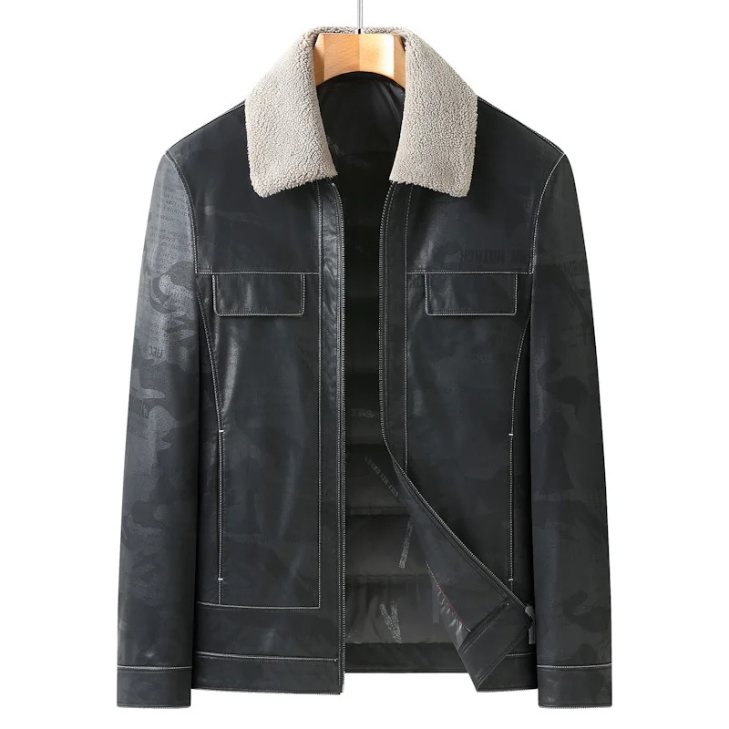 

Large New Suepr Arrival Winter Fahsion Short Lapel Men's Down PU Leather Jacket Plus Size L XL 2XL 3XL 4XL 5XL 6XL 7XL 8XL