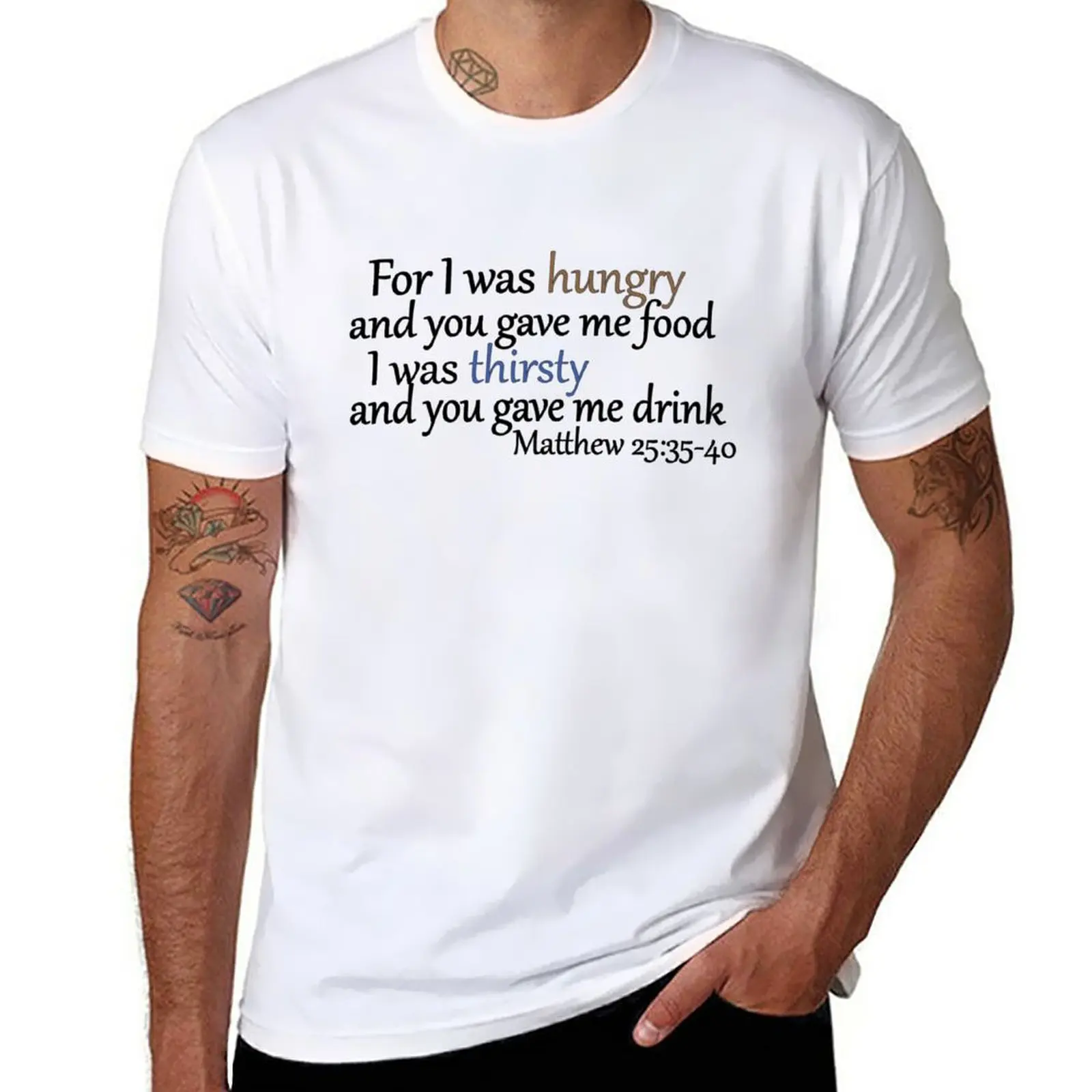 New Matthew 25:35, Christian Bible Verse T-Shirt Short sleeve tee quick drying shirt oversized t shirts for men
New Matthew 25:35, Christian Bible Verse T-Shirt Short sleeve tee quick drying shirt oversized t shirts for men