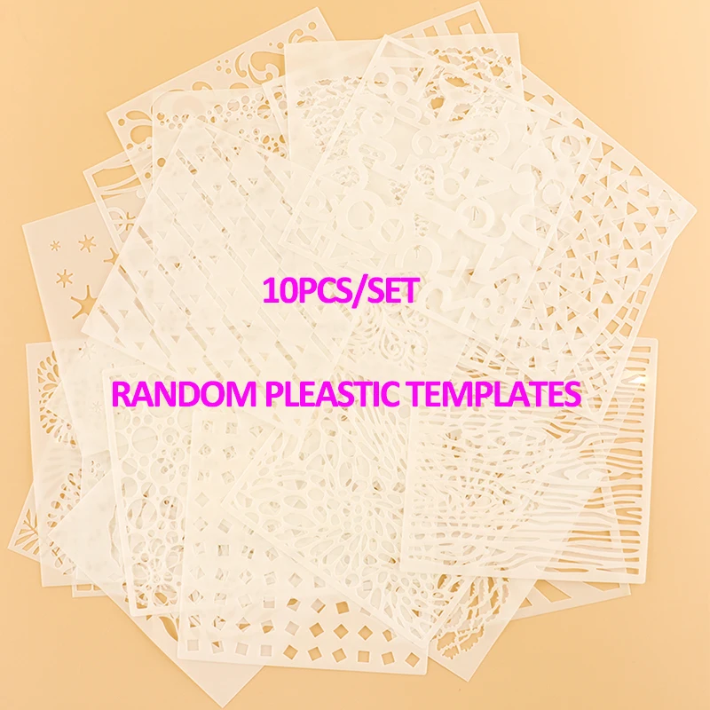 

10Pcs Clearance Random Plastic Stencils for Diy Scrapbook Cards Lucky Bag Craft Stencils Worth Twice or Triple What You Pay