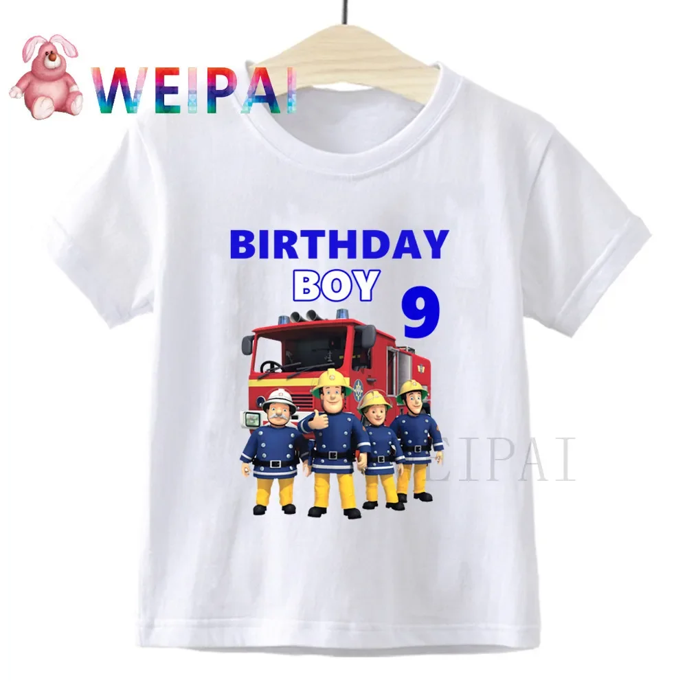 Kids Cute Fireman Sam Birthday Number 1~9 Cartoon Print Children Clothes T-shirts Boy&Girl Write Name Funny Gift Tshirt Baby
Kids Cute Fireman Sam Birthday Number 1~9 Cartoon Print Children Clothes T-shirts Boy&Girl Write Name Funny Gift Tshirt Baby