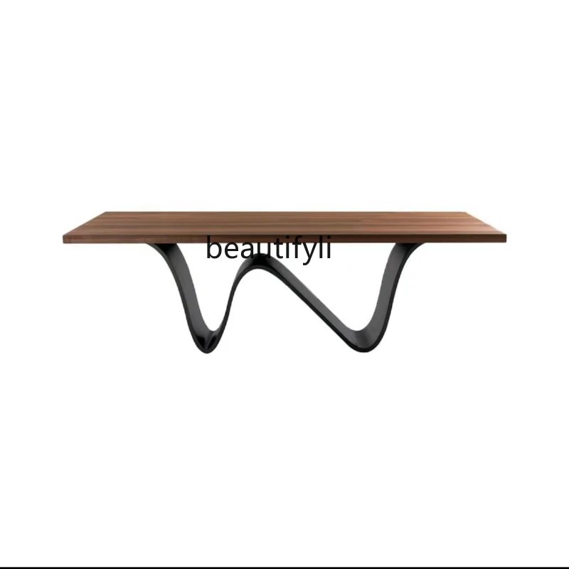 Nordic Dining Table Modern Simple Personality Walnut Color Rectangular Dining Table Dining Table and Chair Combination
Nordic Dining Table Modern Simple Personality Walnut Color Rectangular Dining Table Dining Table and Chair Combination
