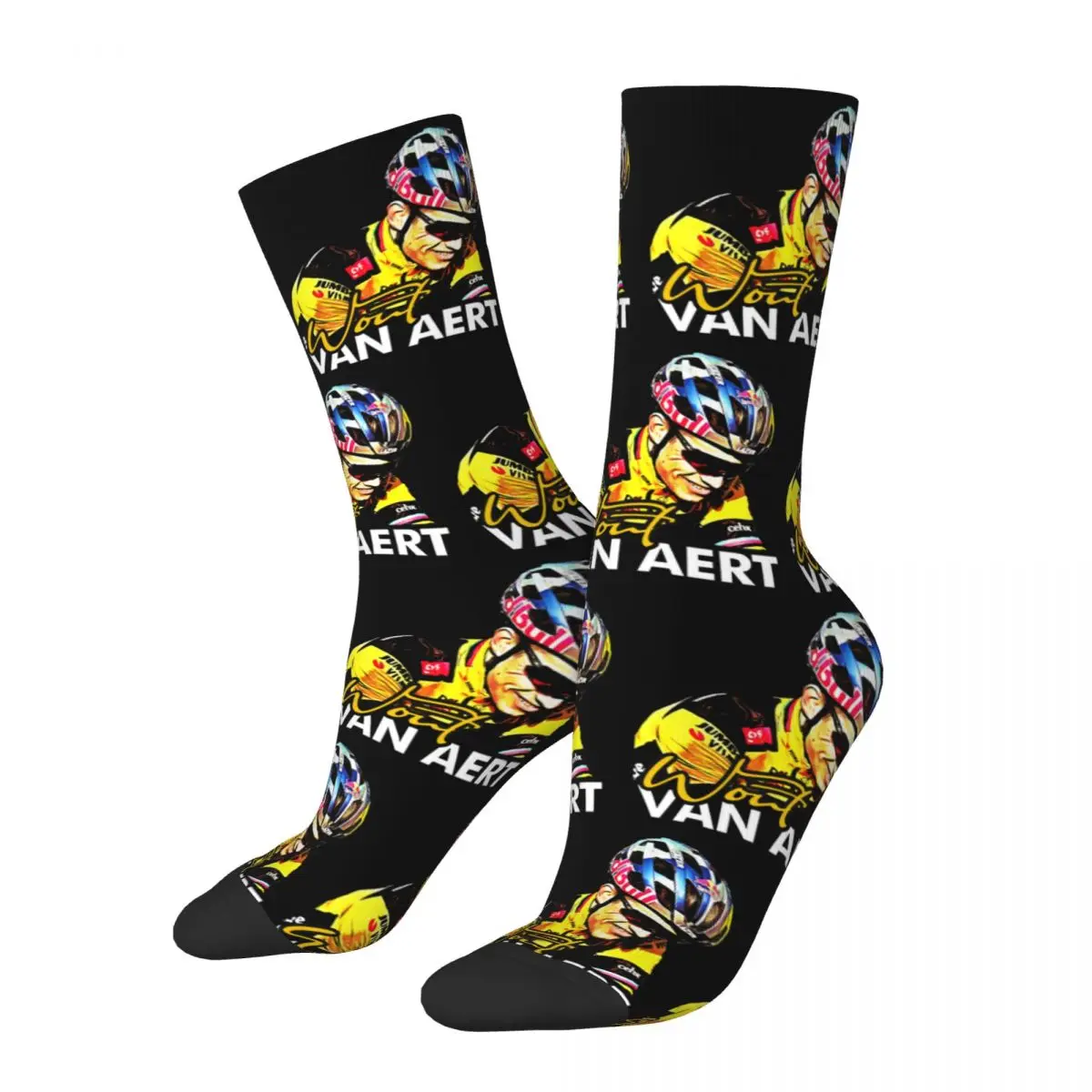 

Casual Male Socks Wout Van Aert Product Warm Belgian Cyclist Racer Graphic Stockings All Seasons Birthday Present