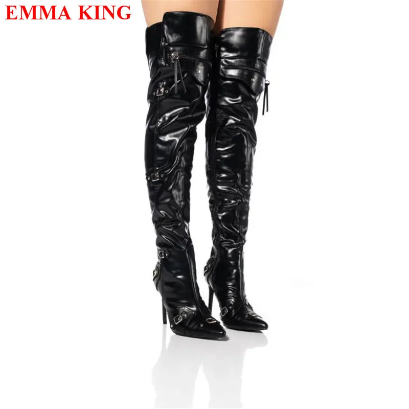 Сапоги женские зимние выше колена, заостренный носок, ремешок с пряжкой, мотоциклетные ботфорты, модный дизайн, черные, на осень/зиму
Сапоги женские зимние выше колена, заостренный носок, ремешок с пряжкой, мотоциклетные ботфорты, модный дизайн, черные, на осень/зиму