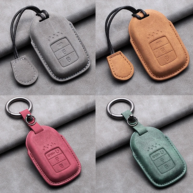 

Leather Car Remote Key Case For Honda Civic Accord Vezel Fit CRV HRV Crz Hrv Polit Jazz Jade Key Cover Fob Keychain Accessories