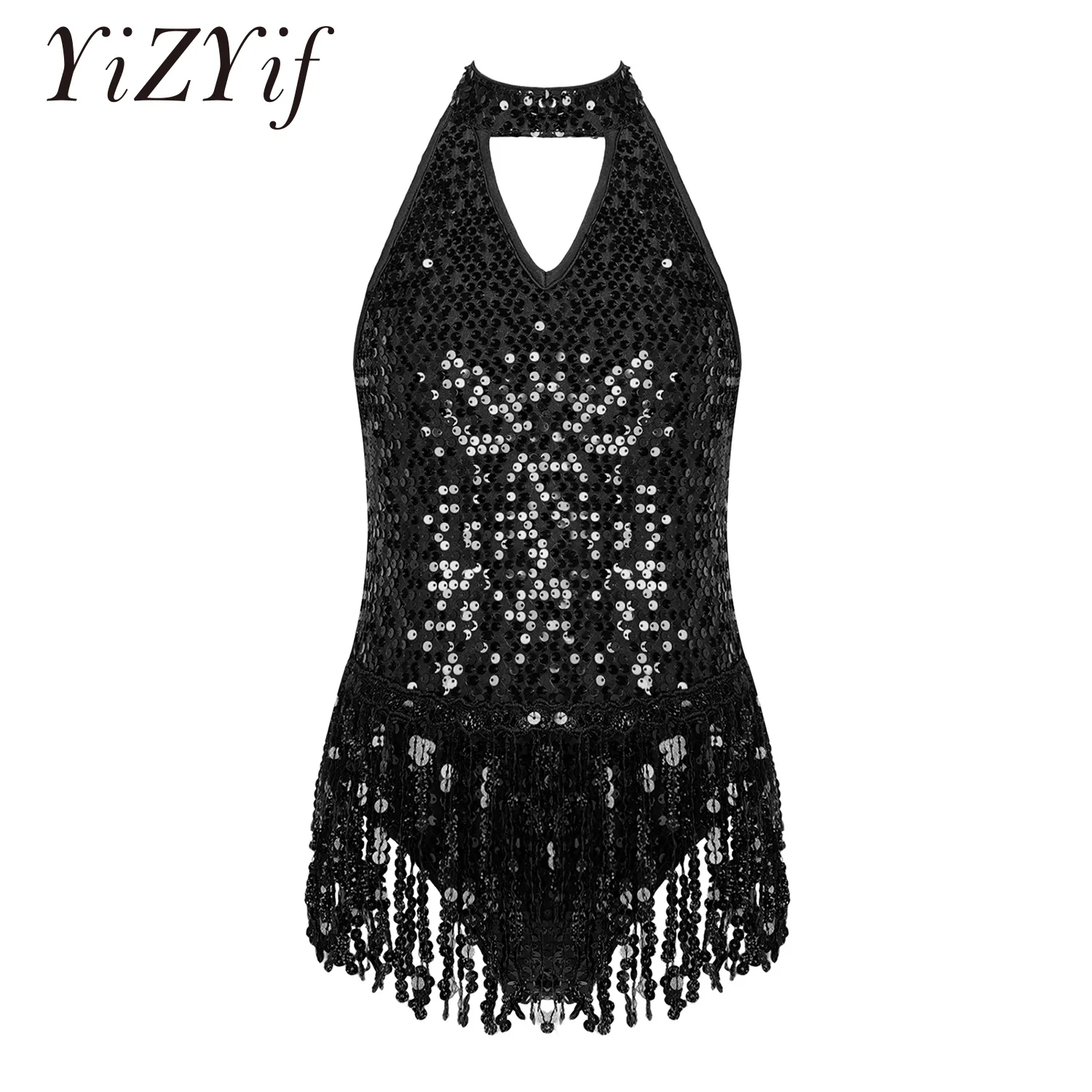 Kids Girls Shiny Sequins Jazz Dance Dress Sleeveless Hollow Front Tassel Hem Ballet Dance Leotards Latin Performance Dress
Kids Girls Shiny Sequins Jazz Dance Dress Sleeveless Hollow Front Tassel Hem Ballet Dance Leotards Latin Performance Dress