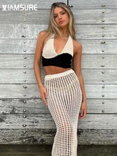 IAMSURE Sexy Hollow Out Knitted Cropped Halter Tops See Through Slim Contrast Color Backless Sleeveless Tank Tops Women 2022
IAMSURE Sexy Hollow Out Knitted Cropped Halter Tops See Through Slim Contrast Color Backless Sleeveless Tank Tops Women 2022