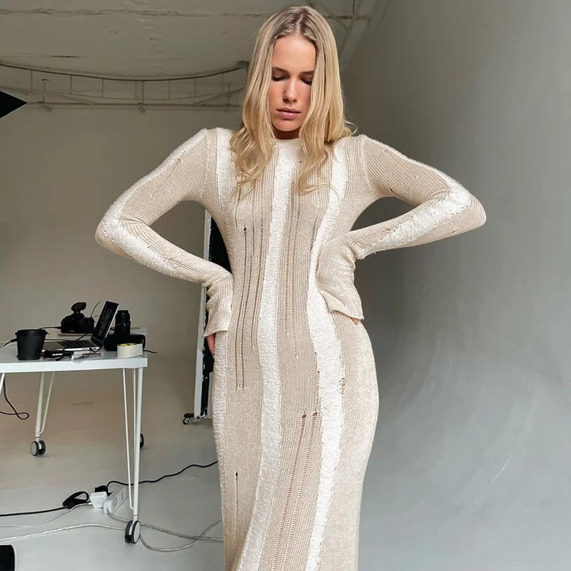 Solid Stripes Knitted Dress Full Sleeve Elegant Bodycon Long Dresses O Neck Casual Robes Clothes For Women Slim Party Clothing
Solid Stripes Knitted Dress Full Sleeve Elegant Bodycon Long Dresses O Neck Casual Robes Clothes For Women Slim Party Clothing