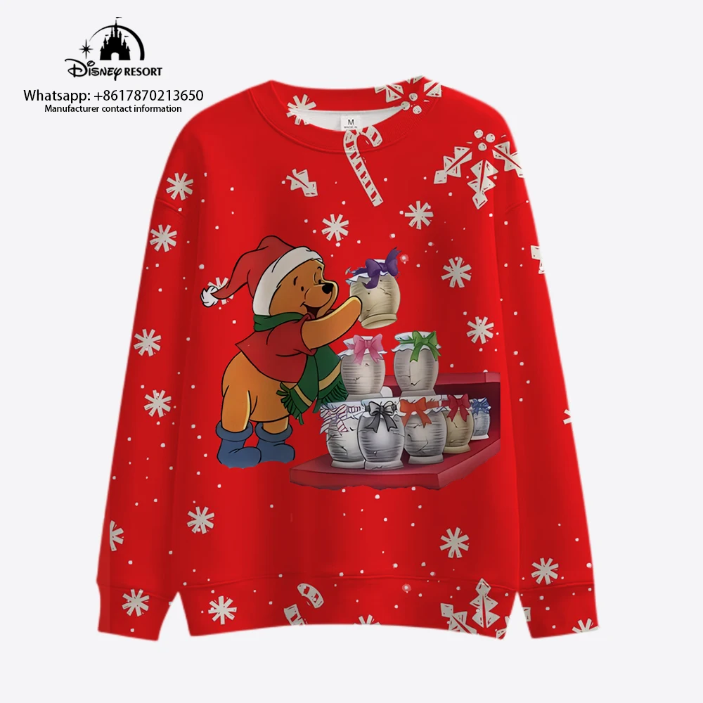 

2022 Carnival Christmas New Disney Children's Casual Hoodie Mickey Minnie Winnie the Pooh Autumn Round Neck Ladies Pullover Y2K