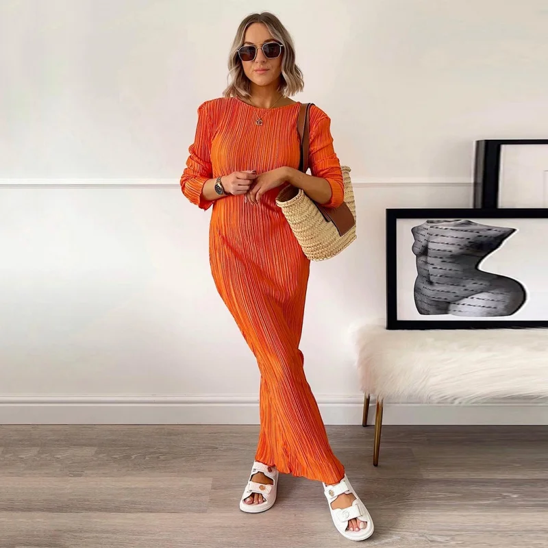 Autumn New Commuter Pleated Slim Fit Stretch Long Sleeve Pencil Skirt Maxi Dress Women's Dress Yy18
Autumn New Commuter Pleated Slim Fit Stretch Long Sleeve Pencil Skirt Maxi Dress Women's Dress Yy18