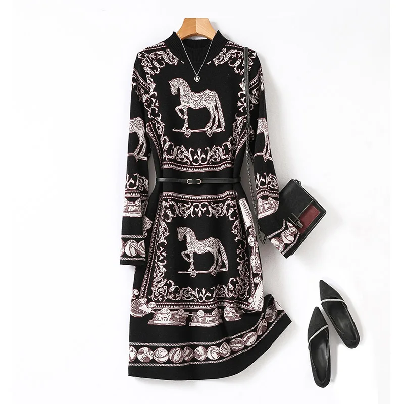 Women Clothing Knitted Belt Knee Length Loose Dresses Autumn Winter Wool Elegant Retro Simple Comfortable Mid Length Dresses
Women Clothing Knitted Belt Knee Length Loose Dresses Autumn Winter Wool Elegant Retro Simple Comfortable Mid Length Dresses