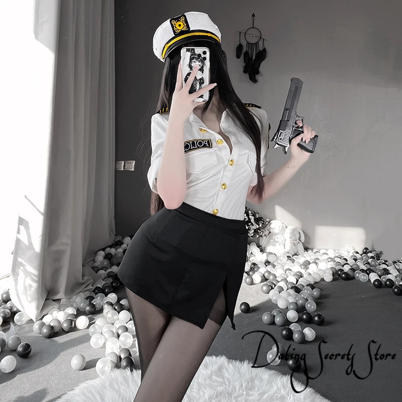 

Police Woman Officer Uniform Sexy Secretary Erotic Outfit Smooth Stretch Dress Lingerie Policewoman Couple Costumes 2022NEW