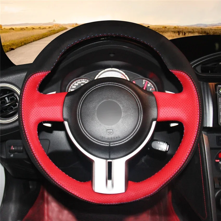 

Auto CAR Steering Wheel Cover for Toyota 86 2012-2015 Subaru BRZ 2012-2015 Scion FRS Braid on the steering wheel genuine leather