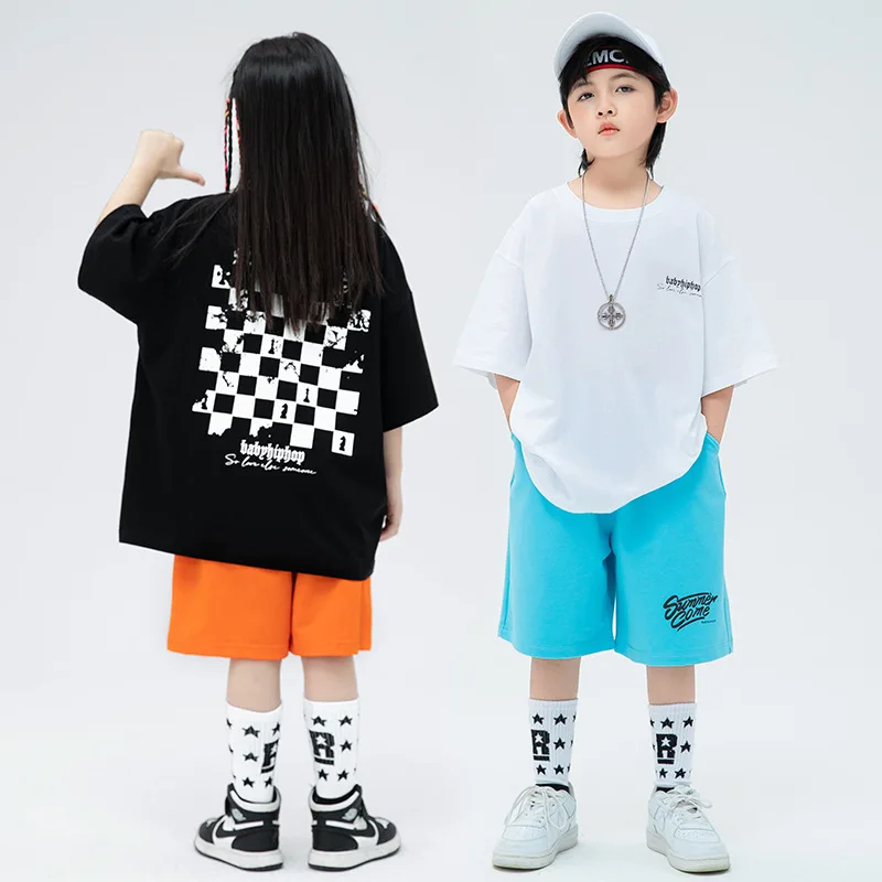 Kid Hip Hop Clothing Checkered Graphic Tee T Shirt Top Wide Blue Orange Casual Summer Shorts for Girl Boy Dance Costume Clothes
Kid Hip Hop Clothing Checkered Graphic Tee T Shirt Top Wide Blue Orange Casual Summer Shorts for Girl Boy Dance Costume Clothes