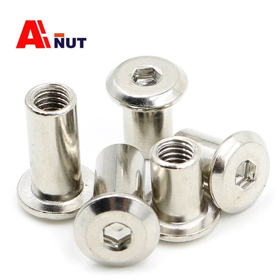 

M4 M5 M6 M8 Hex Socket Nuts , Nickel Plating Carbon Steel Furniture Screw Female End ,Flat Head Rvet Nut, B020