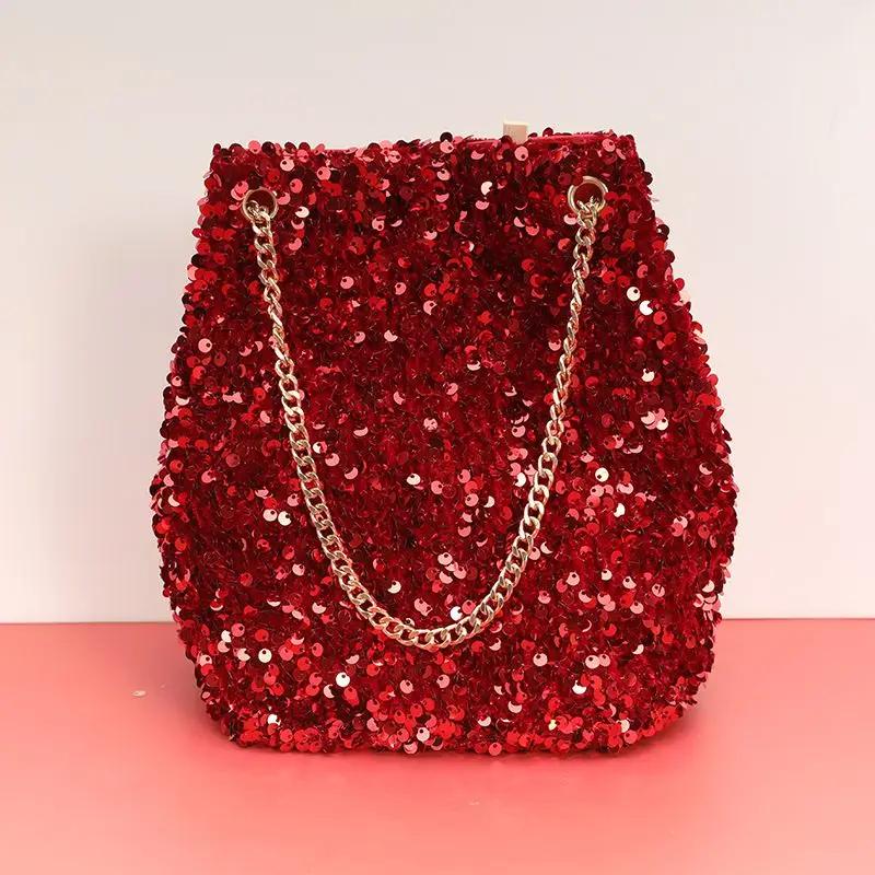 Sequins bucket Evening bag sexy bling Clutches Women Designer handbag Party purse Chain Shoulder Bag red gold small bag
Sequins bucket Evening bag sexy bling Clutches Women Designer handbag Party purse Chain Shoulder Bag red gold small bag