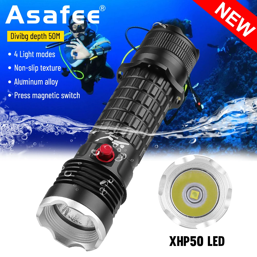 D902 Strong Light XHP50 Diving Flashlight 18650 26650 Battery 1000LM Magnetic Switch Anti Underwater 50 Meter Scuba Dive Torch
D902 Strong Light XHP50 Diving Flashlight 18650 26650 Battery 1000LM Magnetic Switch Anti Underwater 50 Meter Scuba Dive Torch