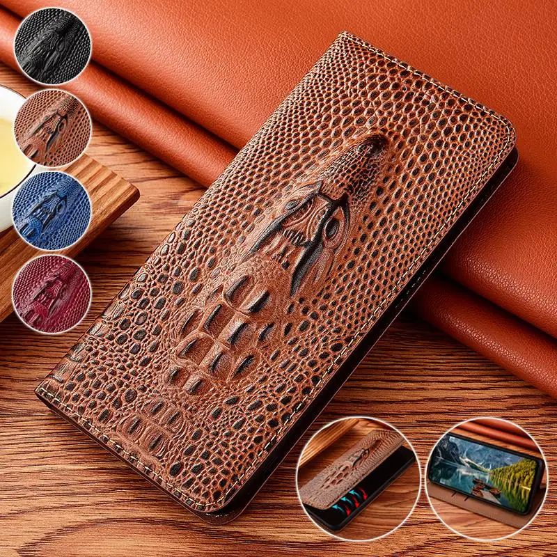 

Genuine leather Alligator head Phone Case mi M2 M3 M4 M5 M5S Pro 4G 5G Smartphone Magnetic Coque Flip Funda Cover