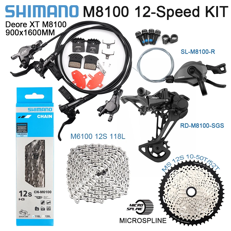 Переключатель передач Shimano Deore XT M8100 12 S, цепь для горного велосипеда, тормоза M6100, 12 В, набор групп, кассета K7 HG 46/50/52T MS
Переключатель передач Shimano Deore XT M8100 12 S, цепь для горного велосипеда, тормоза M6100, 12 В, набор групп, кассета K7 HG 46/50/52T MS