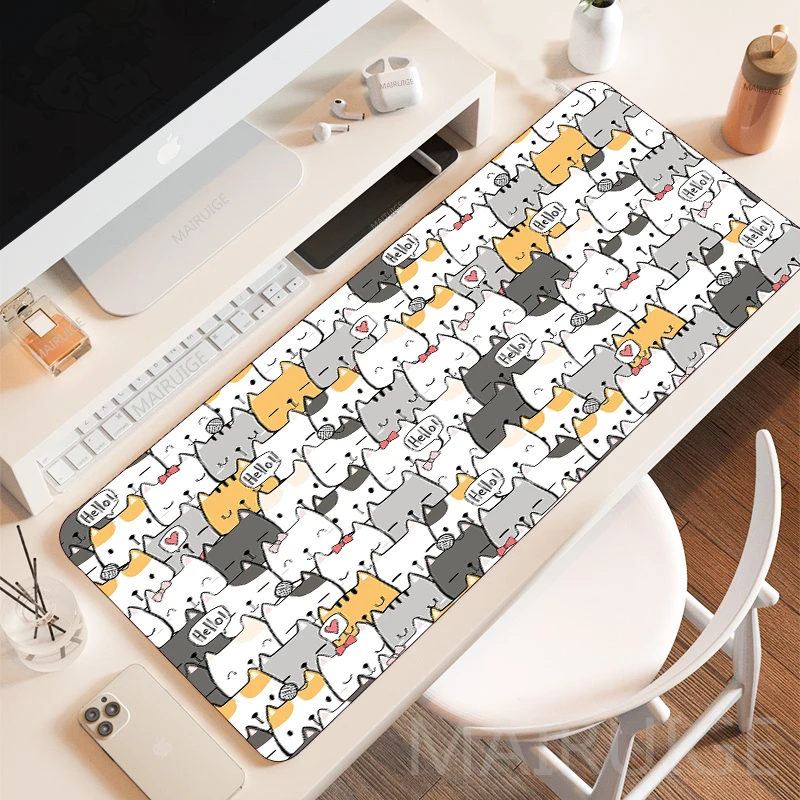 

Cute Cartoon Cats MousePad Large Mousepads Gaming Accessories DeskMat Kawaii Kitty Play Mats Rug Girly Gamer Keyboard Mouse Pad