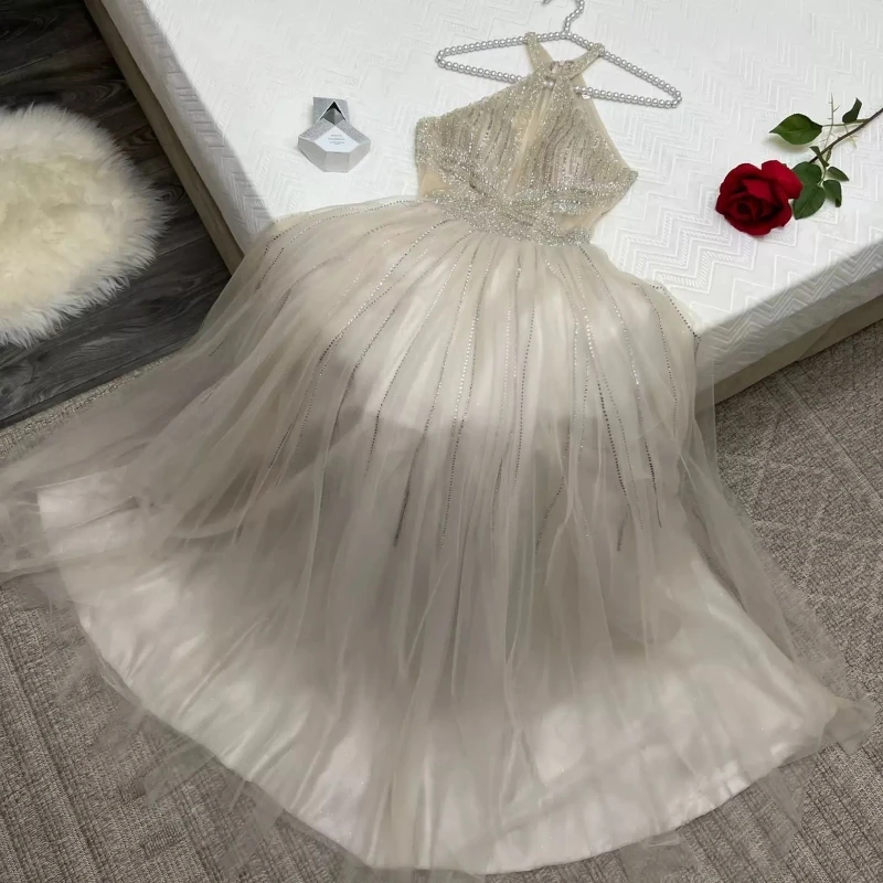 Sexy Halter A-Line Crystal Beading Mermaid Sleeveless Ball Gown Floor-Length Gorgeous Evening Prom Dressesفساتين السهرة
Sexy Halter A-Line Crystal Beading Mermaid Sleeveless Ball Gown Floor-Length Gorgeous Evening Prom Dressesفساتين السهرة