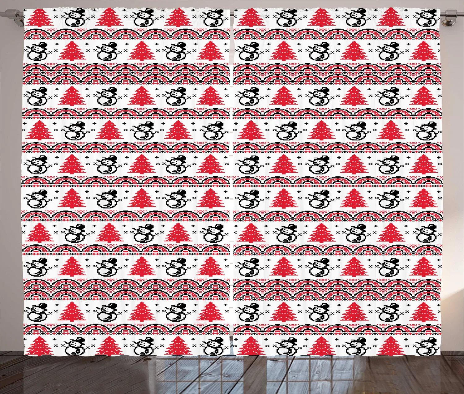 Рождественские шторы Pixel Art в скандинавском стиле тканевые занавески из сатина и