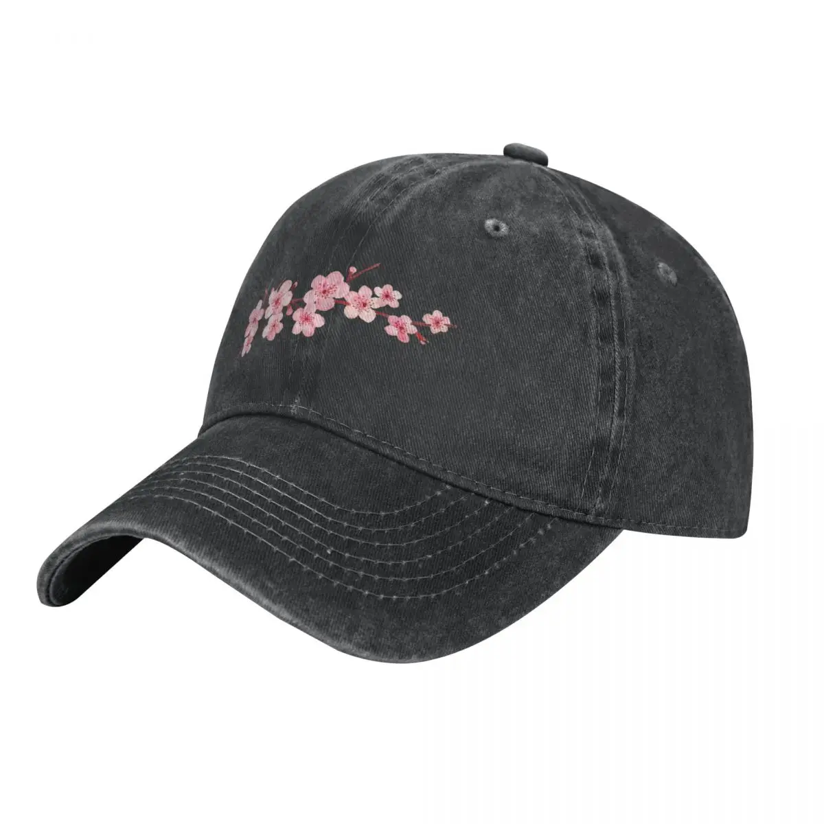 

CHERRY BLOSSOMS Denim Baseball Cap Pink Flower Kpop Rock Trucker Hat Summer Sun Visor Couple Women y2k Retro Print Snapback Cap
