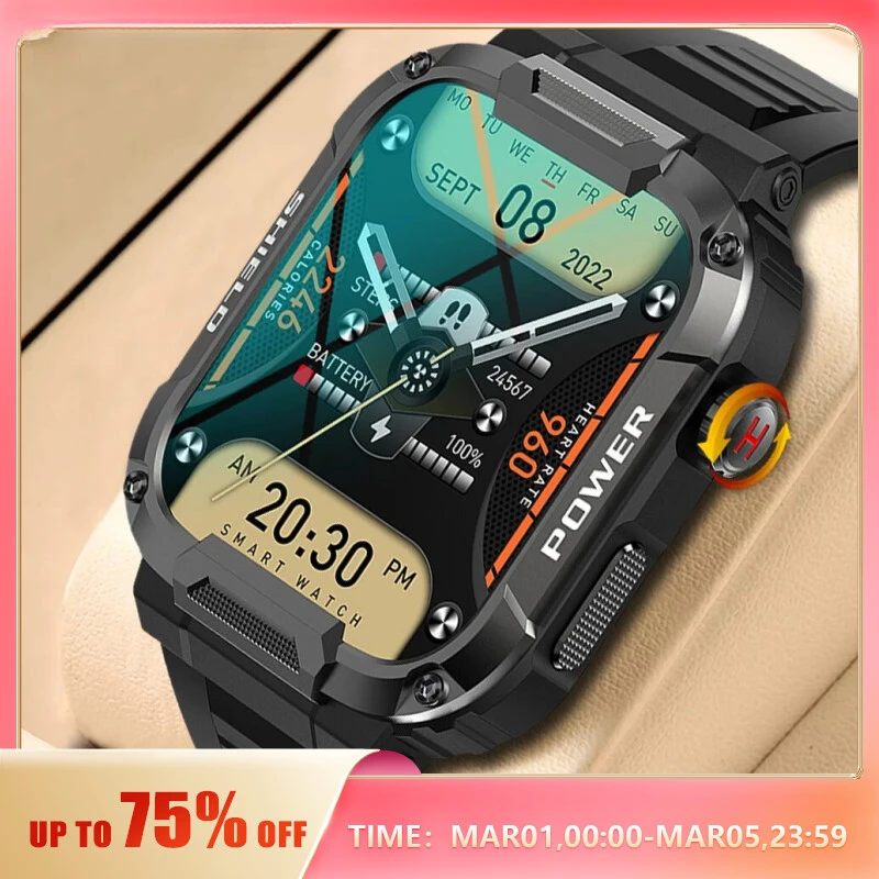 

2024 1.85 Outdoor Military Smart Watch Men Bluetooth Call Smartwatch For Android IOS IP68 Waterproof Sports Fitness Watches