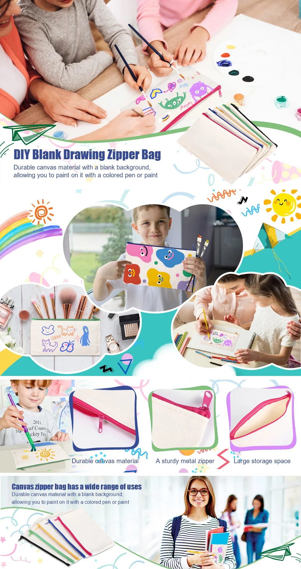40Pcs Canvas Cosmetic Bag Canvas Zipper Bag Pencil Case DIY Travel Handmade Bag DIY Craft School Multicolor Zipper
40Pcs Canvas Cosmetic Bag Canvas Zipper Bag Pencil Case DIY Travel Handmade Bag DIY Craft School Multicolor Zipper