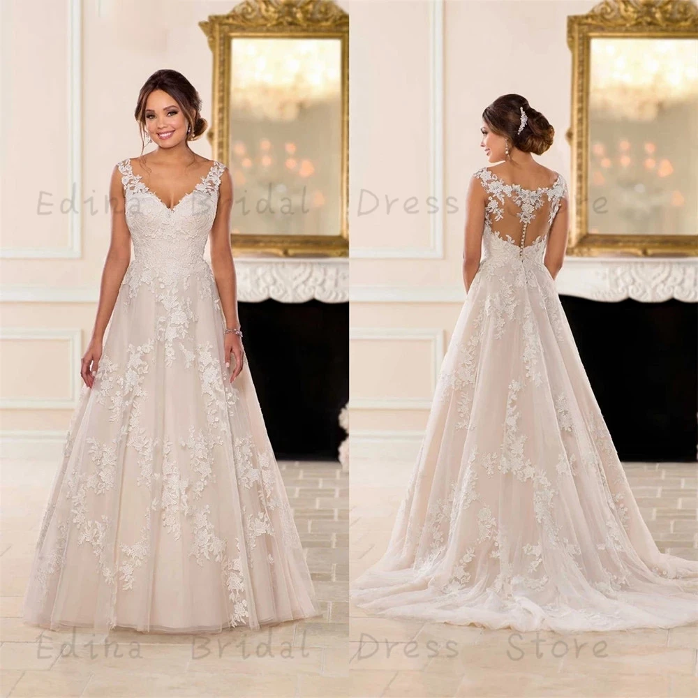 Women's Ivory Lace Appliques Wedding Dress forBrides 2023 Sweep Train V-Neck Tulle Bridal Gowns Sleeveless vestidos de novia
Women's Ivory Lace Appliques Wedding Dress forBrides 2023 Sweep Train V-Neck Tulle Bridal Gowns Sleeveless vestidos de novia