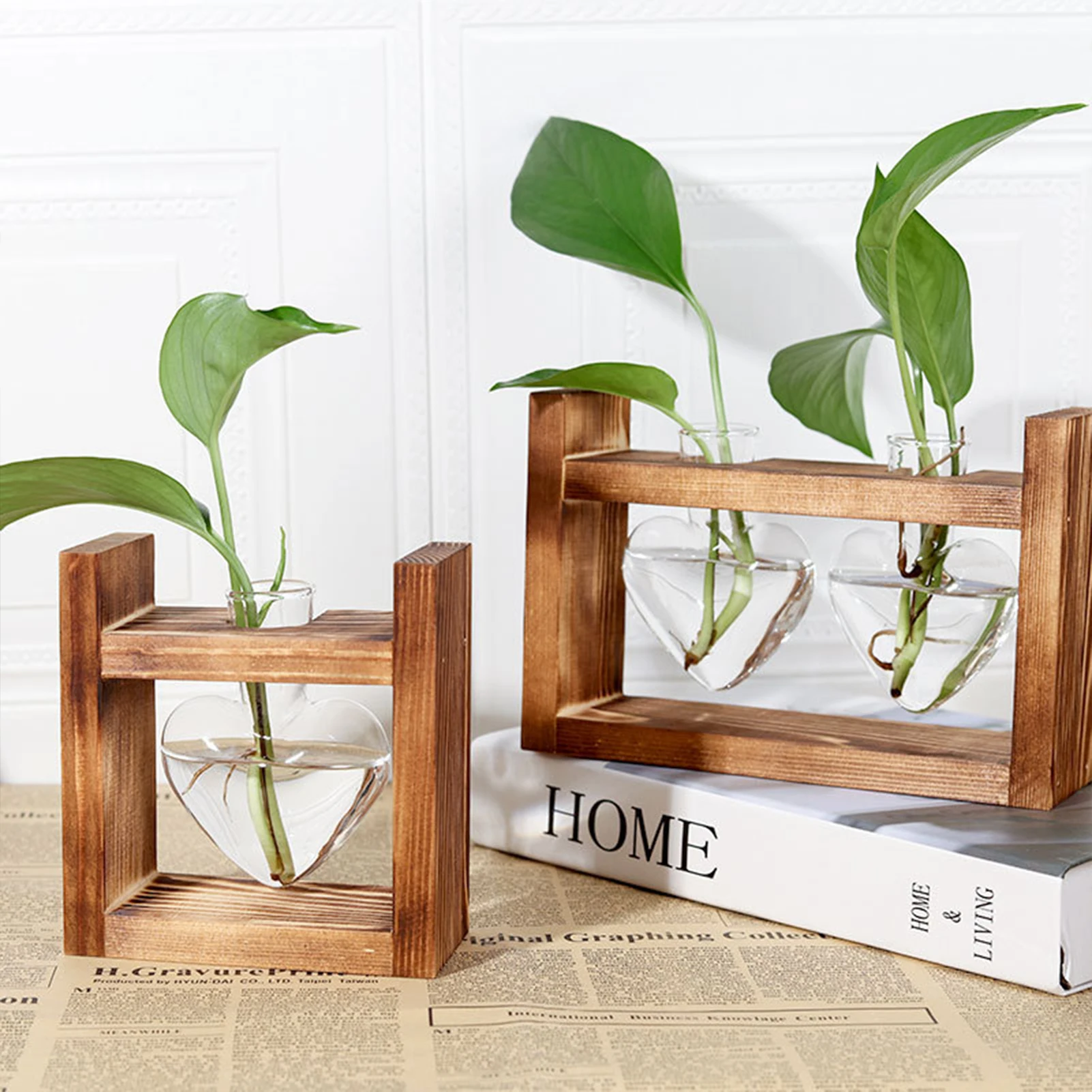 Heart Hydroponic Vase, Vase with Retro Solid Wooden Stand, Micro Landscape Ecological Bottle for Home, Cafe Desk Decoration
Heart Hydroponic Vase, Vase with Retro Solid Wooden Stand, Micro Landscape Ecological Bottle for Home, Cafe Desk Decoration