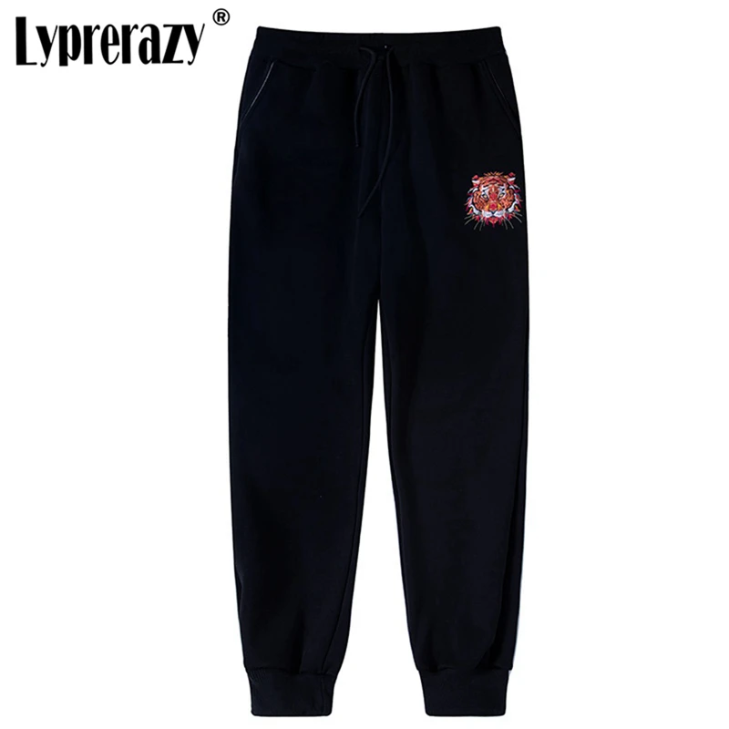 

Lyprerazy National Tide Tiger's Head Embroidery Sweatpants Men's Casual Pants Autumn Winter Casual Loose Cuffed Pants