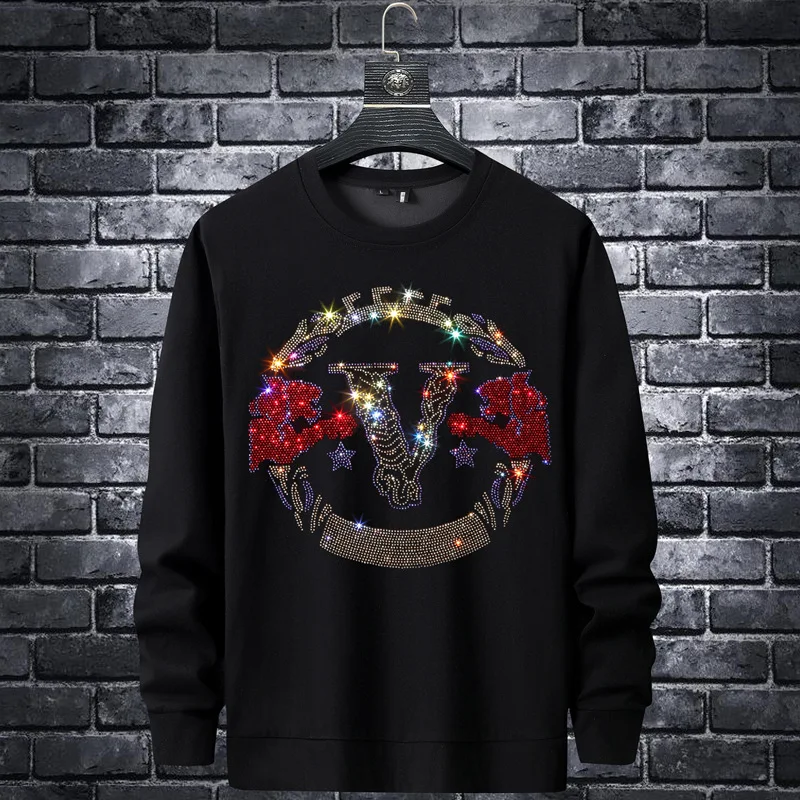 2023 Men Hoodie Sweatshirt Fashion Letter Rhinestones Streetwear Long Pullover Hoodie Slim Rib O Neck Cotton Mens Autumn Clothes
2023 Men Hoodie Sweatshirt Fashion Letter Rhinestones Streetwear Long Pullover Hoodie Slim Rib O Neck Cotton Mens Autumn Clothes