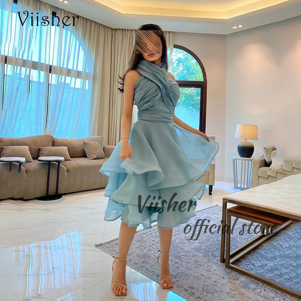 Женское вечернее платье с лямкой на шее, голубое ТРАПЕЦИЕВИДНОЕ платье из органзы, ТРАПЕЦИЕВИДНОЕ плиссированное платье в арабском стиле, для выпускного вечера, 
Женское вечернее платье с лямкой на шее, голубое ТРАПЕЦИЕВИДНОЕ платье из органзы, ТРАПЕЦИЕВИДНОЕ плиссированное платье в арабском стиле, для выпускного вечера,