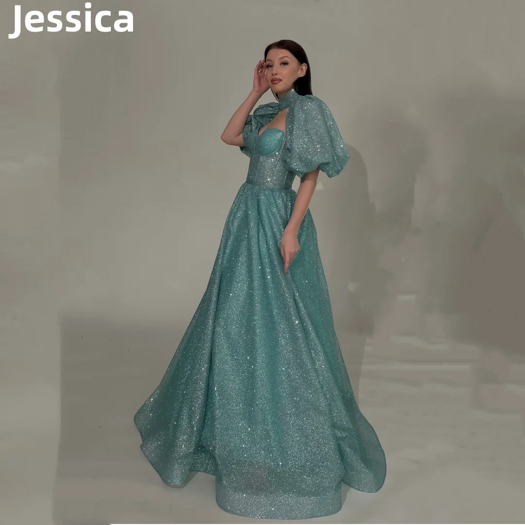 Jessica Green Prom Dresses Glitter Puff Sleeves Evening Dresses 2024Vestidos De Fiesta Sweet Corset Graduation Party Dresses 
Jessica Green Prom Dresses Glitter Puff Sleeves Evening Dresses 2024Vestidos De Fiesta Sweet Corset Graduation Party Dresses