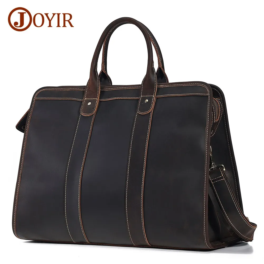 

JOYIR Vintage Crazy Horse Leather Men TravelTote Duffel Shoulder Weekend Bag Overnight Bag Large Capacity Carry On Handbag Male