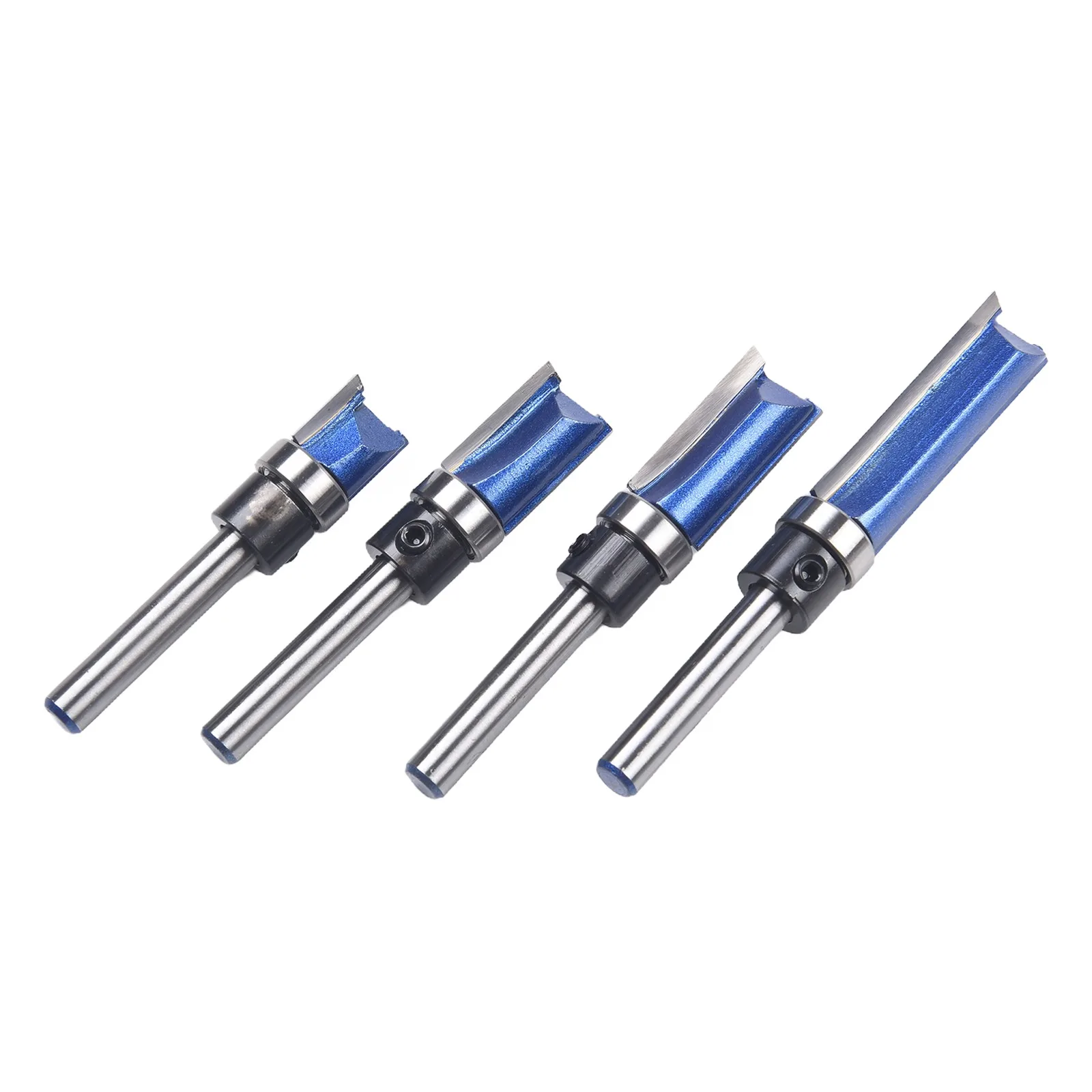 4PCs 6.35mm Shank Straight Blade Flush Trim Router Bit Woodworking MIlling Cutter Alloy Blue Power Tools Accessories
4PCs 6.35mm Shank Straight Blade Flush Trim Router Bit Woodworking MIlling Cutter Alloy Blue Power Tools Accessories