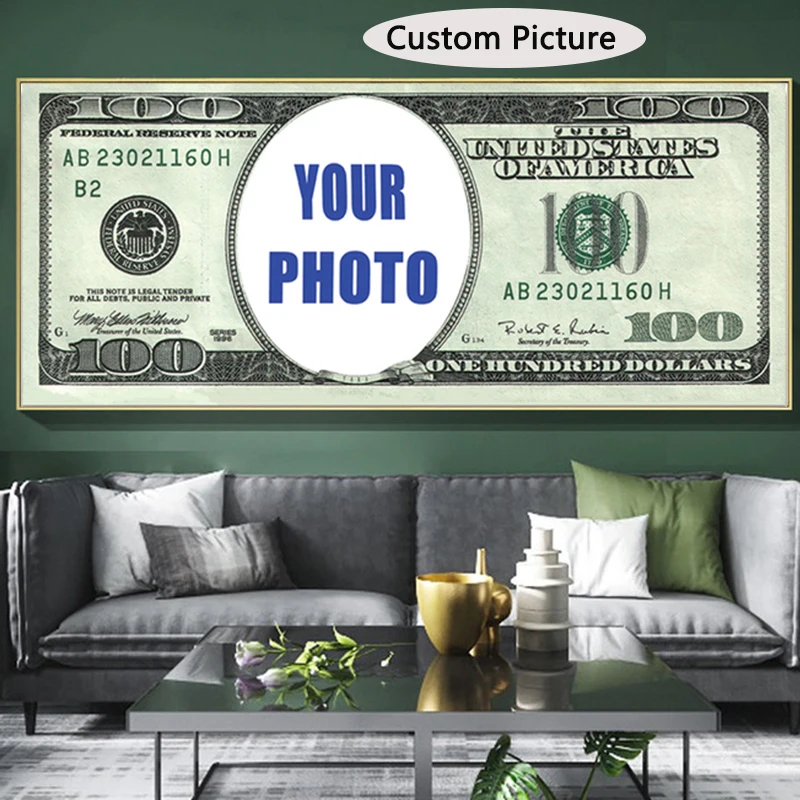 Custom Photo Print on 100 Dollar Bill Canvas Painting Wall Art Picture for Living Room Office Decor Personalized Money Cuadros
Custom Photo Print on 100 Dollar Bill Canvas Painting Wall Art Picture for Living Room Office Decor Personalized Money Cuadros