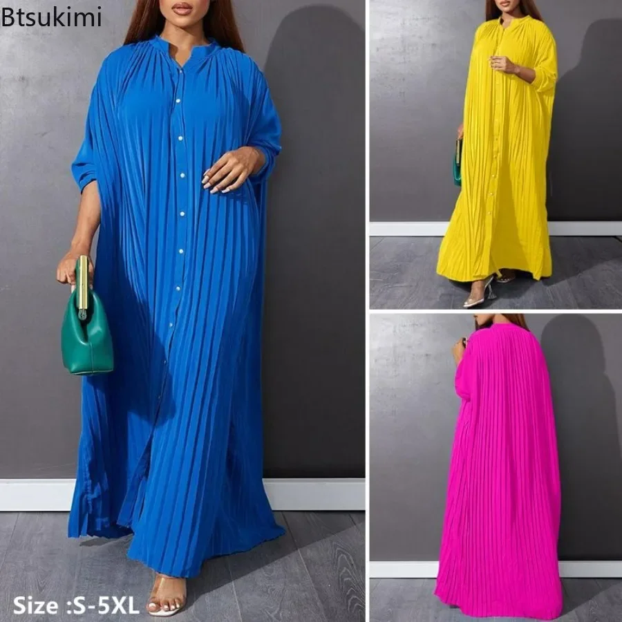 2024 Women's African Elegant Long Dress Spring Summer Pleated Club Party Long Maxi Dress Retro Stand Collar Shirt Dress Female
2024 Women's African Elegant Long Dress Spring Summer Pleated Club Party Long Maxi Dress Retro Stand Collar Shirt Dress Female