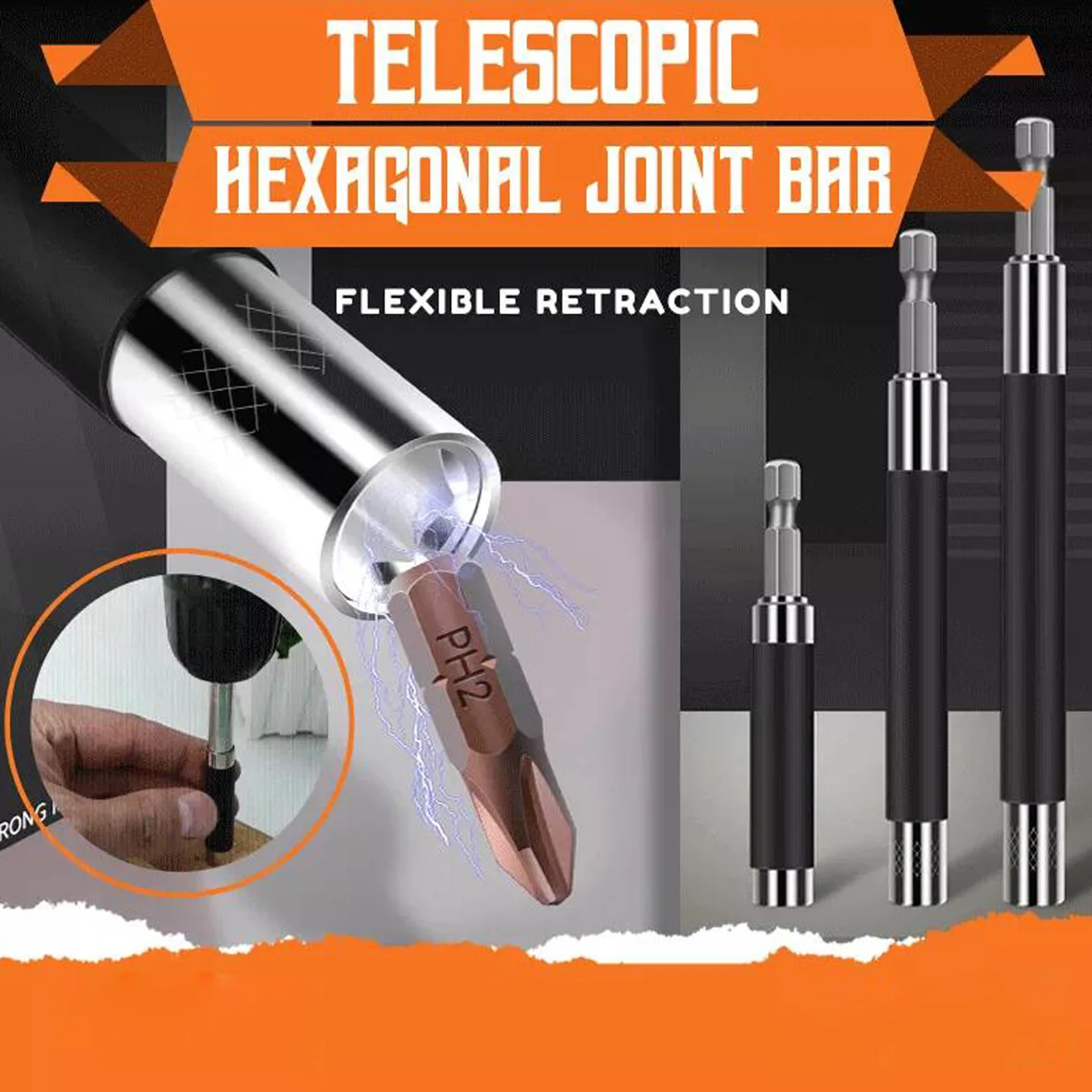 

1pc Telescopic Hexagonal Joint Bar Screwdriver Extension Rod Long Handle Screwdriver Tip Holder Hand Tools Drive Guide Drill Bit