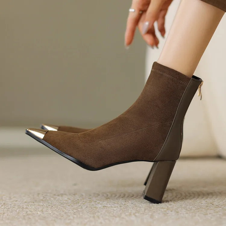 Vintage Brown Suede Women Boots Elastic Short Autumn Sock Botas Metal Square Toe High Heels Prom Party Botines Chaussure Femmes
Vintage Brown Suede Women Boots Elastic Short Autumn Sock Botas Metal Square Toe High Heels Prom Party Botines Chaussure Femmes