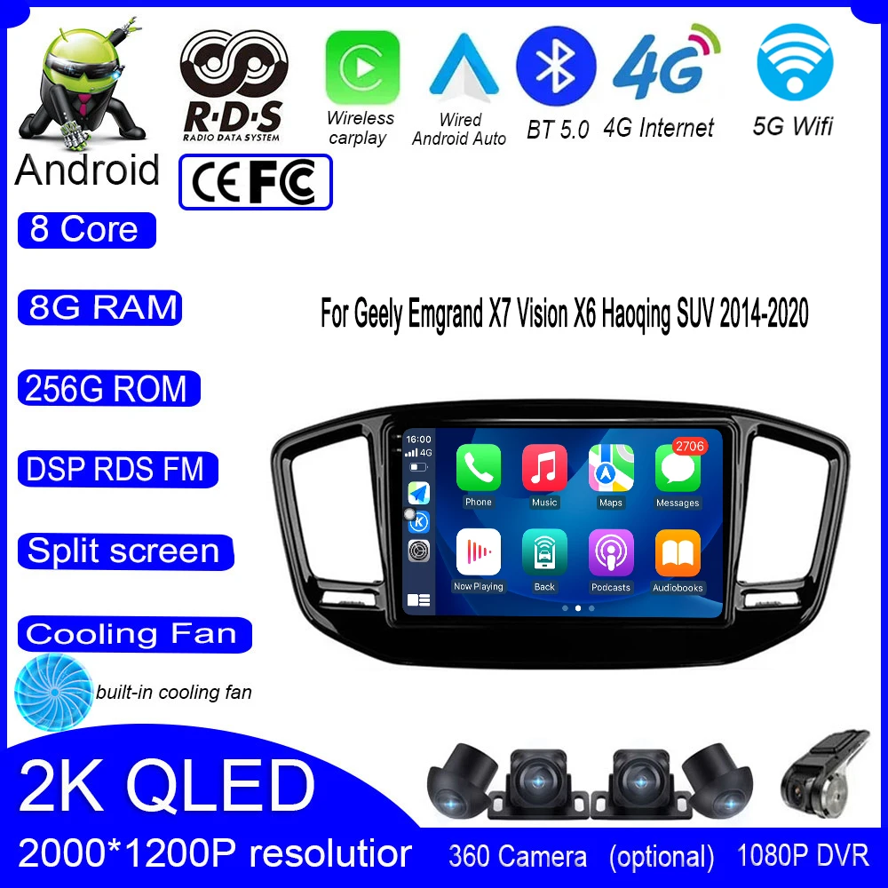 

9"For Geely Emgrand X7 Vision X6 Haoqing SUV 2014-2020 Android 13 Car Audio Player Autoradio Stereo Carplay Video Multimedia