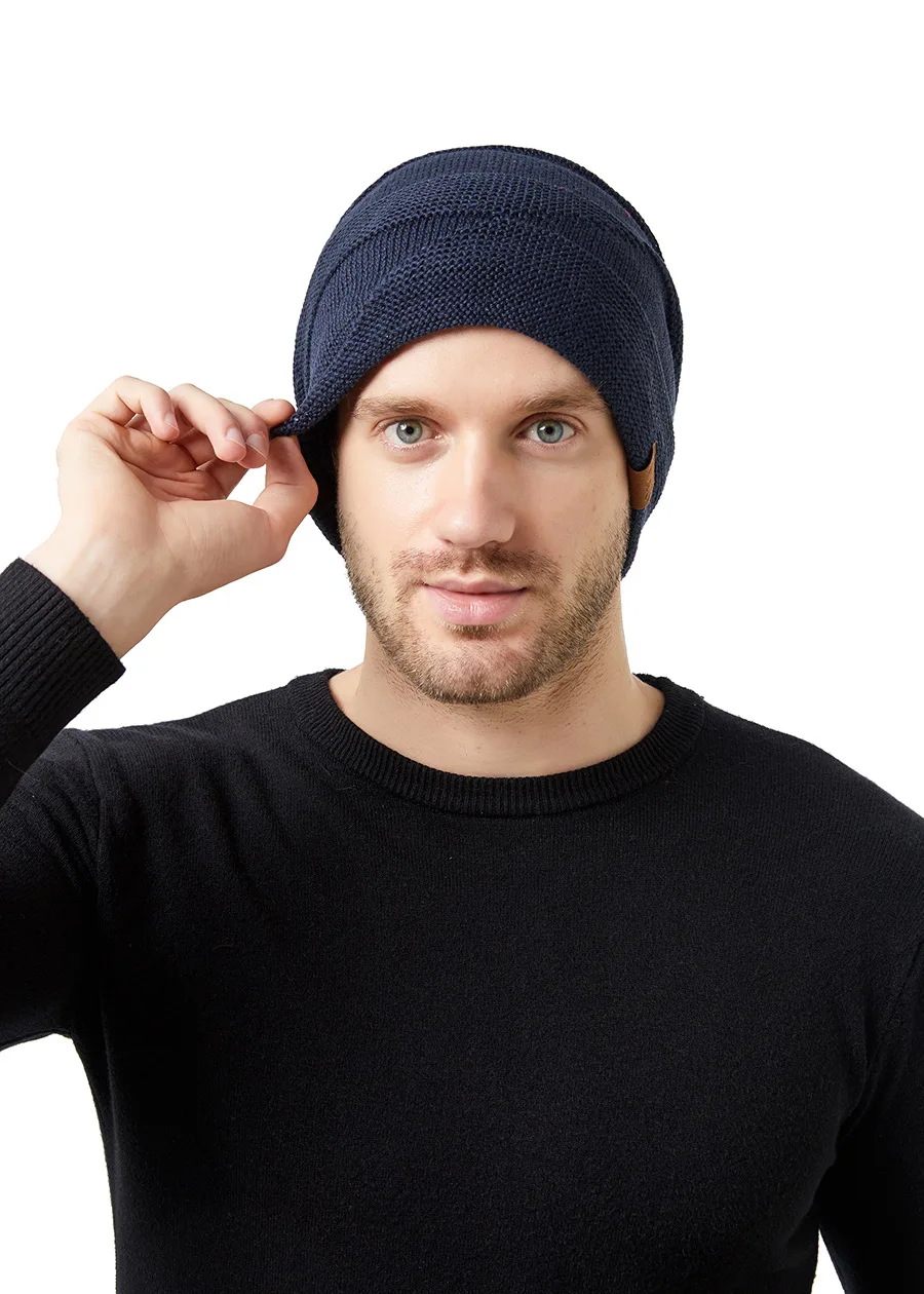 New Unisex Slouchy Winter Hats Add Fur Lined Men And Women Warm Beanie Cap Casual Label Decor Winter Knitted Hats New Unisex Slouchy Winter Hats Add Fur Lined Men And Women Warm Beanie Cap Casual Label Decor Winter Knitted Hats