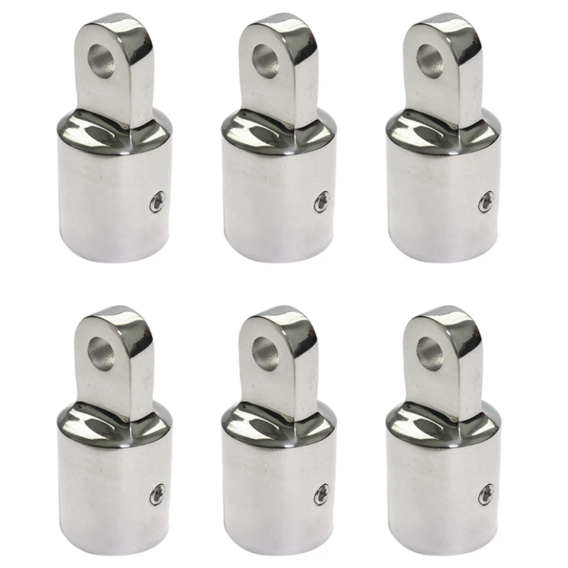 

6X Single Screw 316 Stainless Steel 20Mm Eye End Cap Bimini Top Hardware Marine Boat Yacht External Canopy Tube End