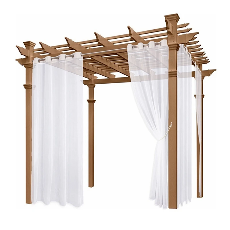 

4 Panels-Semi Voile Sheer Curtains 52X84inch Waterproof For Living Room Gazebo Porch Balcony Pool