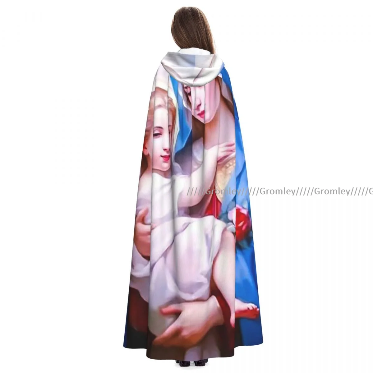 

Unisex Halloween Cloak Lady Of Guadalupe Virgin Mary Jesus Pattern Cape Hooded Medieval Costume Witch Wicca Vampire