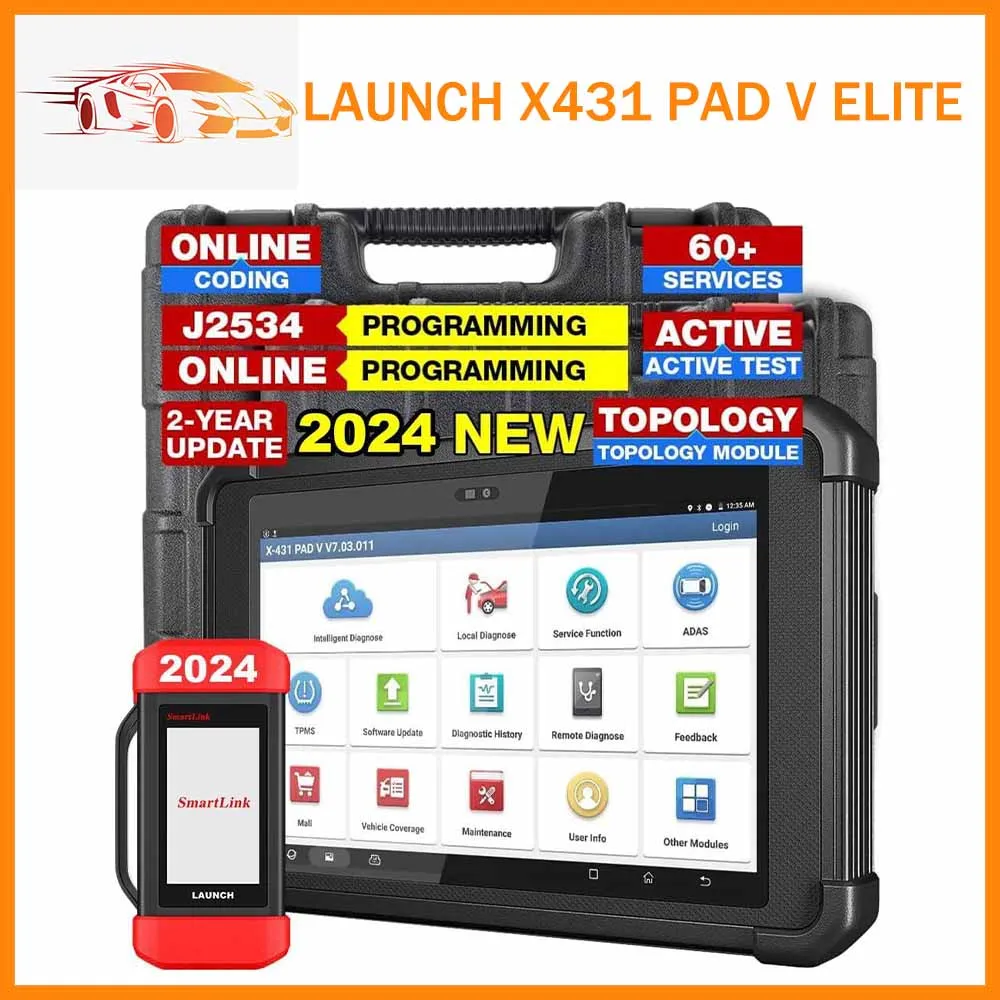 

LAUNCH X431 PAD V ELITE Car Diagnostic Tools Online Programming CAN FD\DOIP\J2534 Auto OBD OBD2 Scanner pk launch pad7 elite