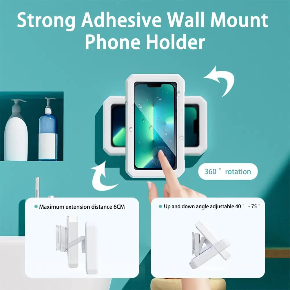 

Mobile Phone Holder Phone Storage Box Shower Phone Holder 360-degree Rotation Retractable Wall-mounted Stand for Cellphone Case