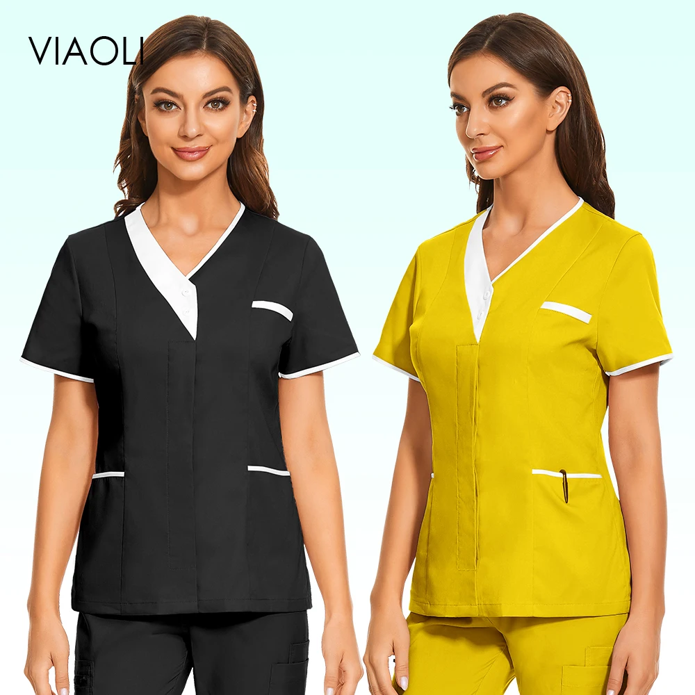 Hospital Scrubs Tops Women Nursing Short Sleeved Nurse Working Coat Medical Uniforms Hospital Solid Color Blouse Pullover Female
Hospital Scrubs Tops Women Nursing Short Sleeved Nurse Working Coat Medical Uniforms Hospital Solid Color Blouse Pullover Female