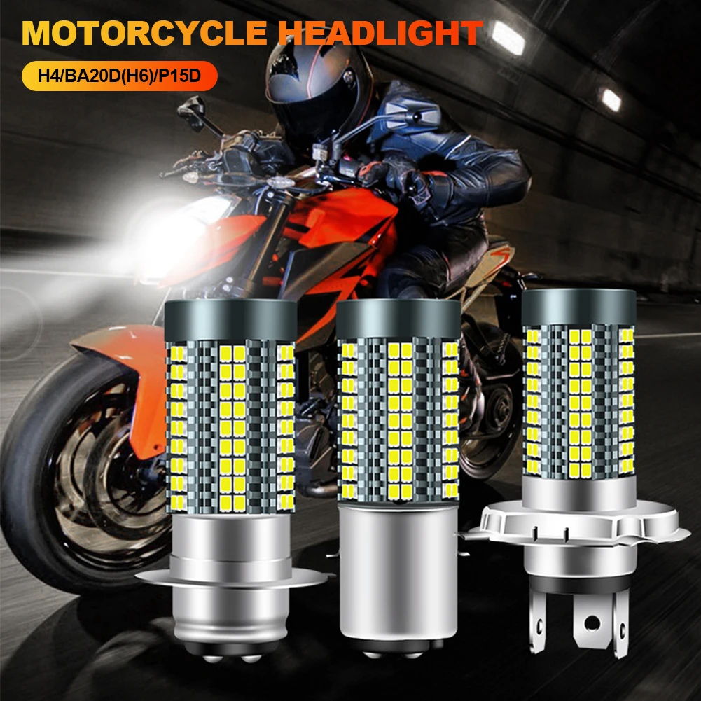 

Светодиодная мотоциклетная лампа H4, H6 BA20D, мотоциклетная фара 12 В, 6000K, 126 шт. чипов, светодиодная лампа P15D, лампы для автомобильных фар, лампа, лампа высокой освещенности
